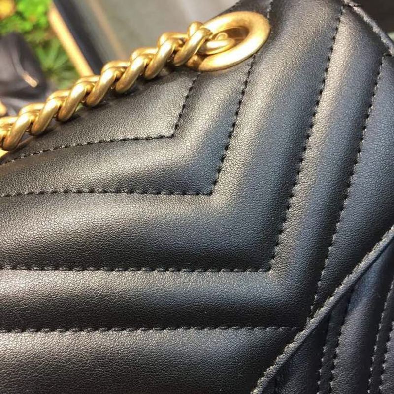 Gucci GG Marmont Small Matelassé Shoulder Bag Black For Women 10in/25cm 443497 DTDIT 1000
