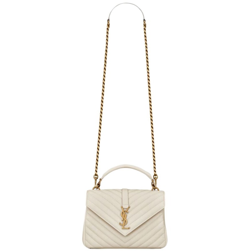 [True-to-ORIGINAL] Saint Laurent College Medium Chain Bag White Gold Toned Hardware For Women 9.4in/24cm 600279BRM079207