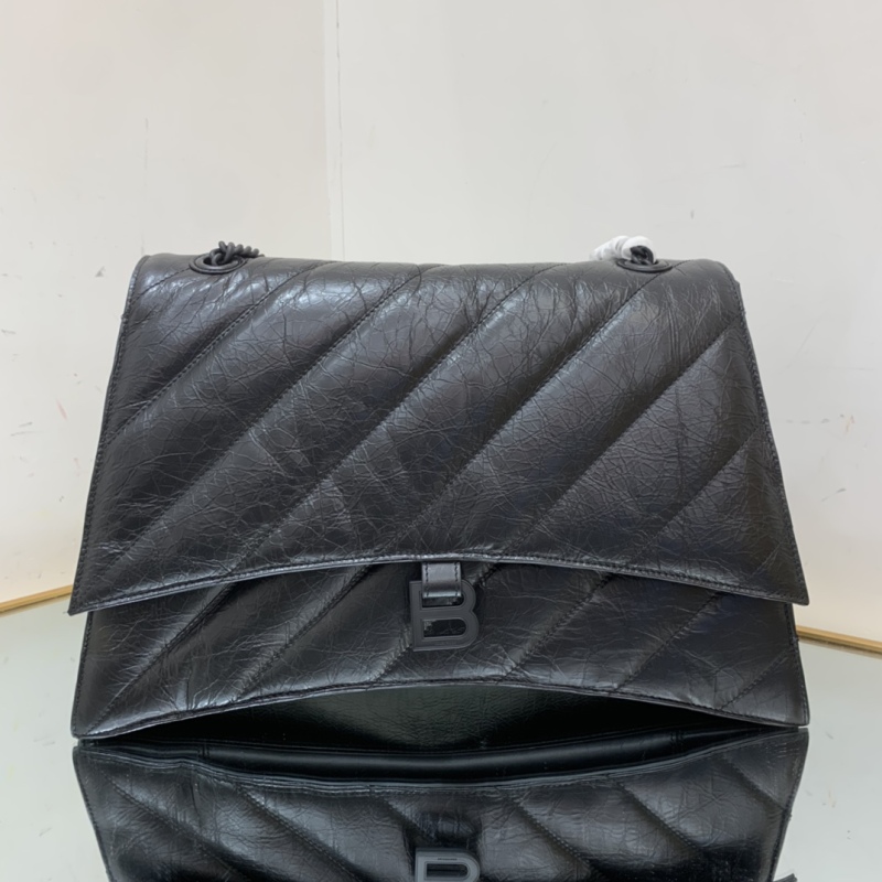 Balenciaga Crush Large Chain Bag Quilted In Black For Women 15.7in/ 40cm