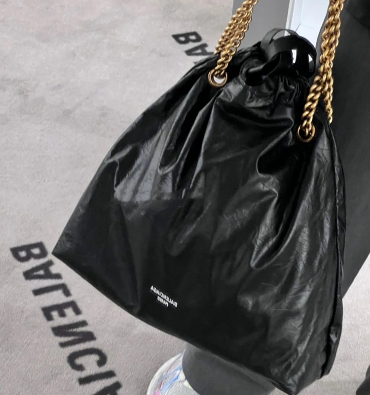 Balenciaga Crush Small Tote Bag Black For Women‎ 10.2in/25.9cm 742942210IT1000