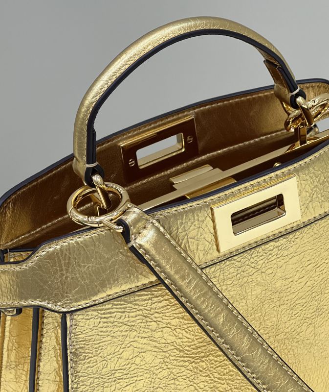 Fendi Peekaboo Small Gold Bag For Woman 27cm/11in