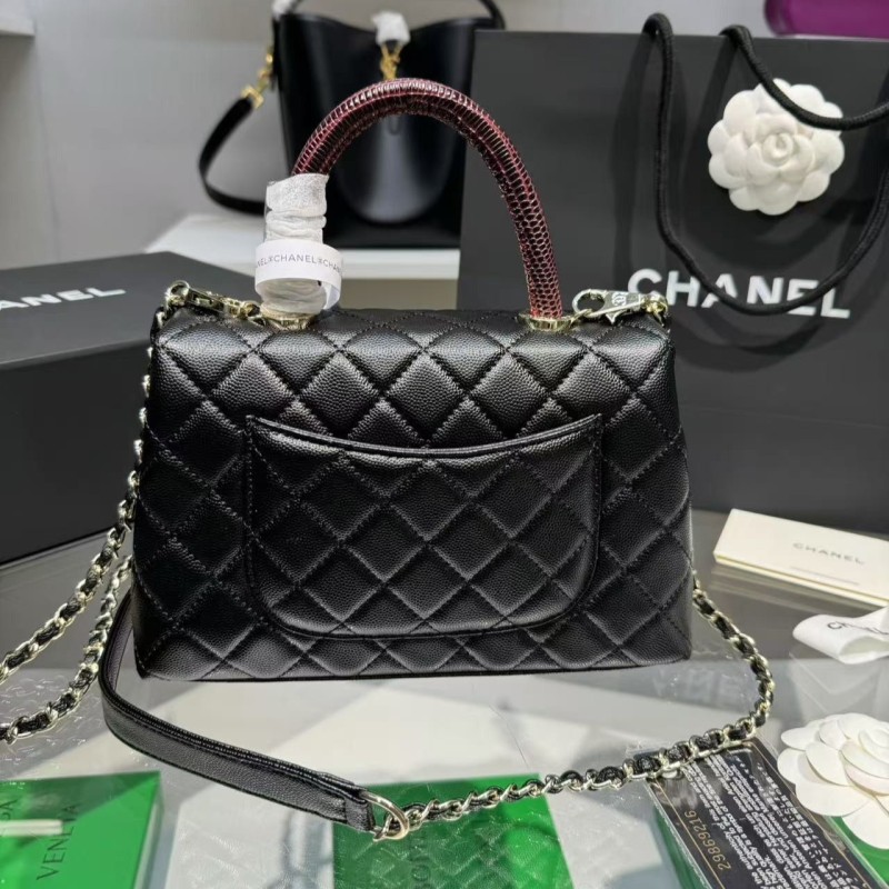 Chanel Medium Flap Bag With Top Handle Black For Women, Women’s Handbags, Shoulder And Crossbody Bags 9in/23cm A92990