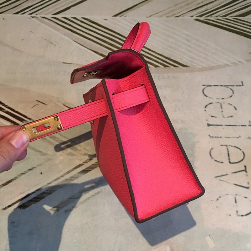 Hermes Mini Kelly Pink For Women Gold Toned Hardware 7.5in/19cm