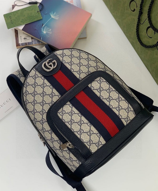 Gucci Ophidia GG Small Backpack Beige And Blue GG Supreme Canvas For Women 11.5in/29cm Beige