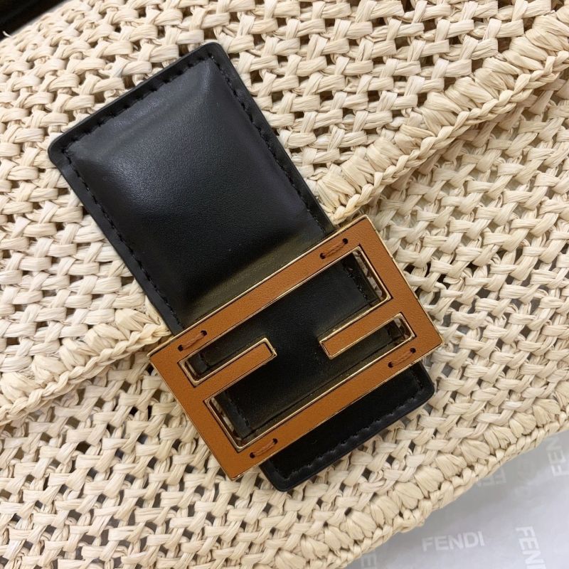 Fendi Baguette Woven Straw Black For Women, Women’s Handbags, Shoulder And Crossbody Bags 10.2in/26cm FF