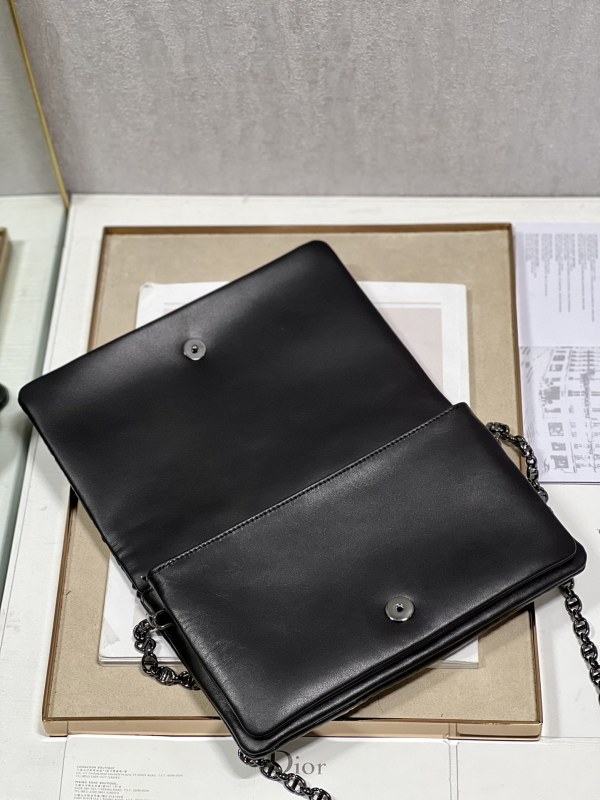 Dior Caro Macrocannage Pouch Black/White For Women 7.5in/19.5cm S5135BNHH_M900