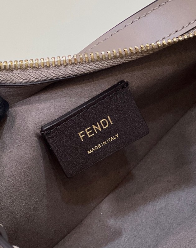 Fendi O’Lock Swing Dove Gray Tapestry Fabric Bag For Woman 32cm/12in