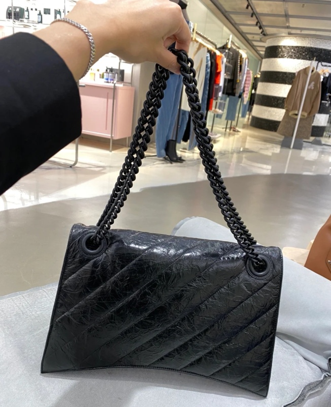 Balenciaga Crush Large Chain Bag Black For Women‎ 15.7in/39.8cm