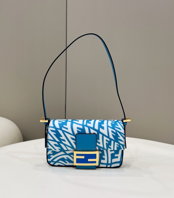 Fendi Mini Baguatte 1997 Blue Glazed Bag For Woman 19.5cm/7.5in