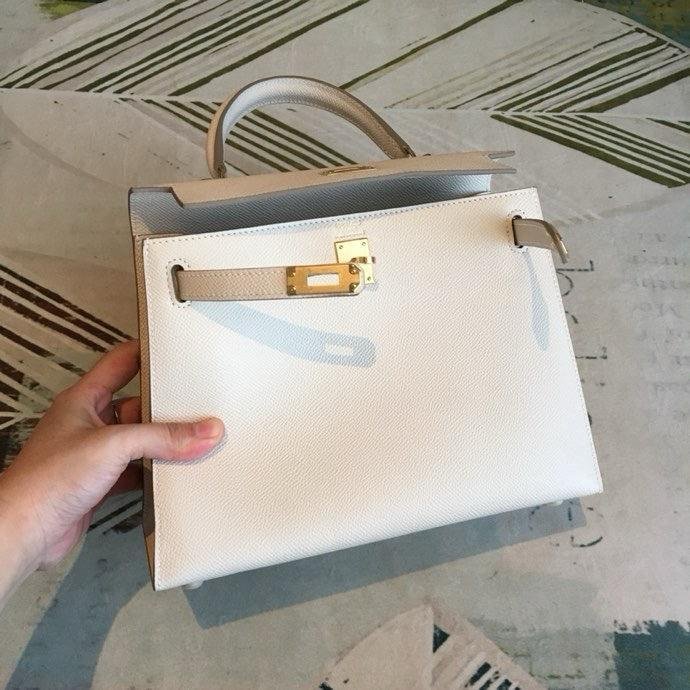 Hermes Kelly 25 White For Women 10in/25cm