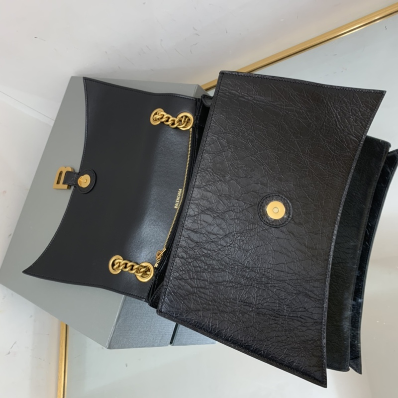 Balenciaga Crush Medium Chain Bag In Black For Women 12in/ 31cm
