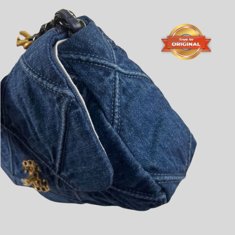 [True-to-ORIGINAL] Chanel 19 Handbag Denim Blue For Women 10.1in/26cm AS1160 B02876 N6832