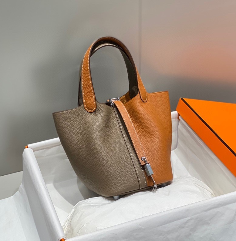 Hermes Picotin Lock 18 Bag Grey/Brown For Women 7.1in/18cm