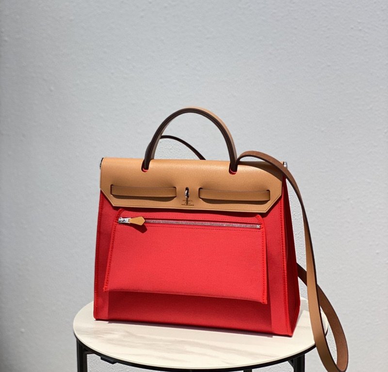 Hermes Herbag Zip Bag Red, Silver Toned Hardware Bag For Women, Women’s Handbags, Shoulder Bags 12.2in/31cm