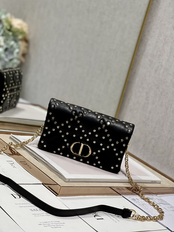 Dior Caro Macrocannage Pouch Black/White For Women 7.5in/19.5cm S5135BNHH_M900