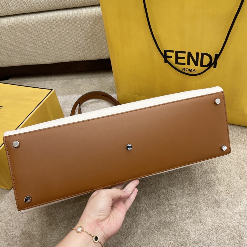 Fendi Canvas Tote Bag Beige/Brown For Women, Women’s Handbags 18.1in/46cm FF 7VA480