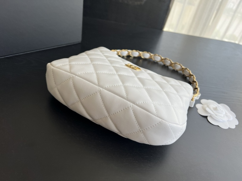 Chanel CC Hobo Bag White/Green Khaki For Women 9.4 in / 24 cm