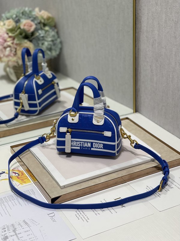 Christian Dior Mini Vibe Zip Bowling Bag, Blue, For Women Women’s Handbags, Bowling Bags, 17cm CD