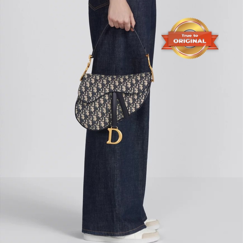 [True-to-ORIGINAL] Christian Dior Saddle Bag With Strap Blue For Women 25.5cm/10in M0455CTZQ_M928