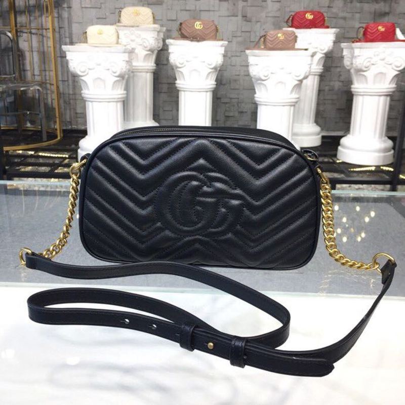 Gucci GG Marmont Small Matelassé Shoulder Bag Black Matelassé Chevron For Women 9.5in/24cm GG 447632 DTD1T 1000