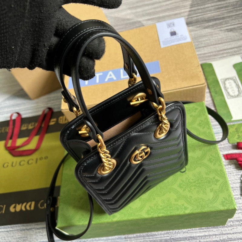 Gucci Marmont Matelasse Mini Bag Black For Women, Women’s Bags 7.5in/19cm GG ‎696123 DTDHT 1000