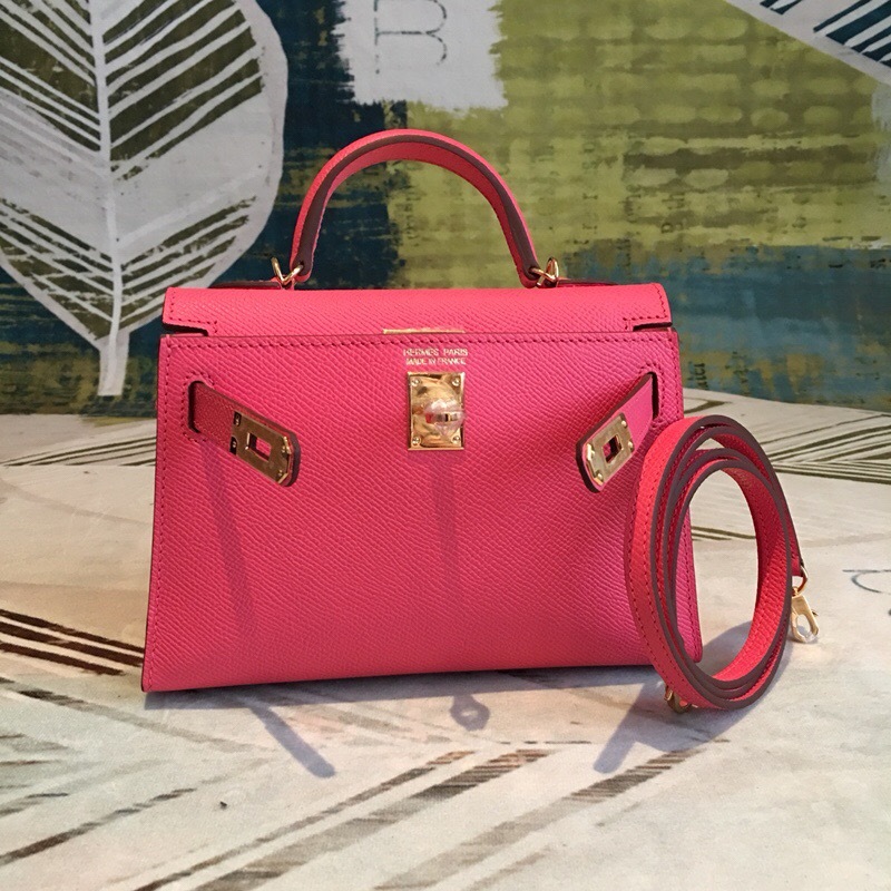 Hermes Mini Kelly Pink For Women Gold Toned Hardware 7.5in/19cm