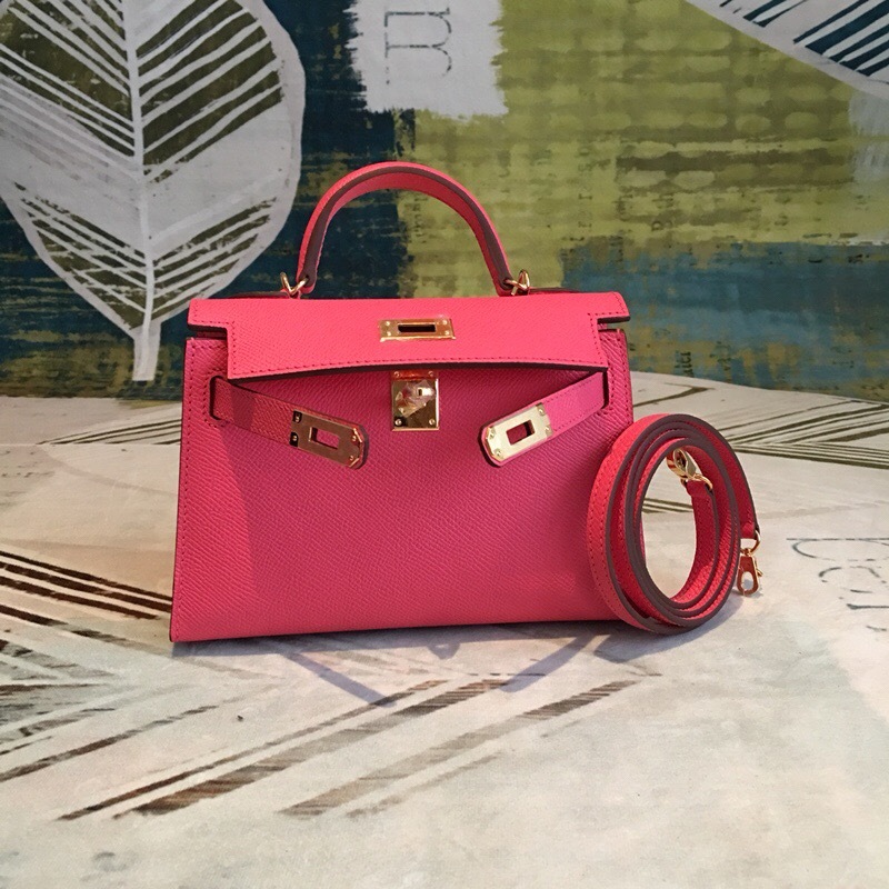 Hermes Mini Kelly Pink For Women Gold Toned Hardware 7.5in/19cm