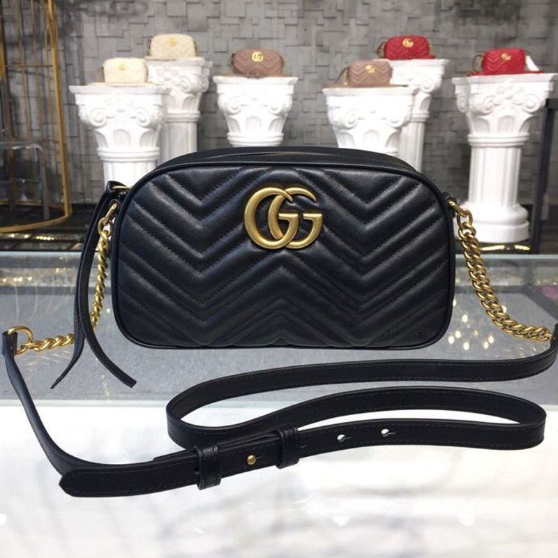 Gucci GG Marmont Small Matelassé Shoulder Bag Black Matelassé Chevron For Women 9.5in/24cm GG 447632 DTD1T 1000