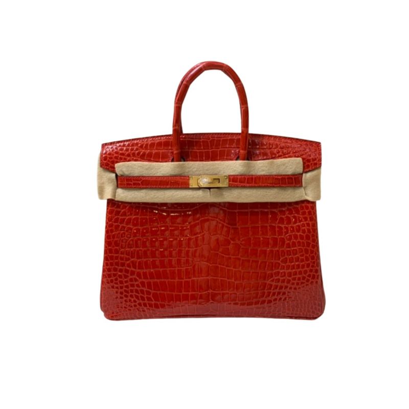 Hermes Braise Crocodile Birkin 30 Handbag Red For Women 30cm / 11.8in
