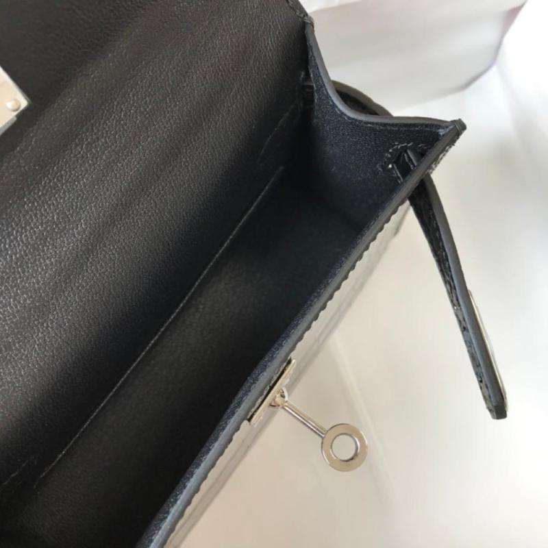 Hermes Mini Kelly 19 Black Silver Toned Hardware Bag For Women, Women’s Handbags, Shoulder Bags 7.5in/19cm