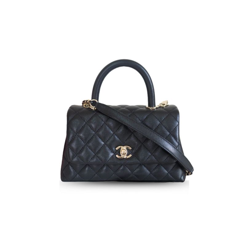 Chanel Coco With Top Handle Bag Black For Women 9.4in/24cm