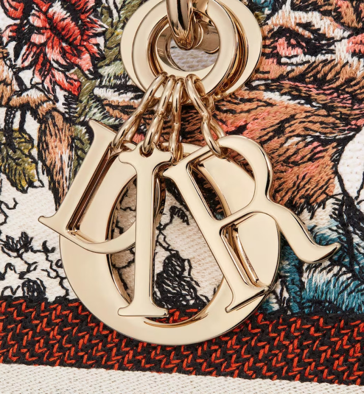 Christian Dior Mini Lady D-Lite Latte Multicolor For Women M0565ORHP_M941- 9.5 Inches/ 24 Cm