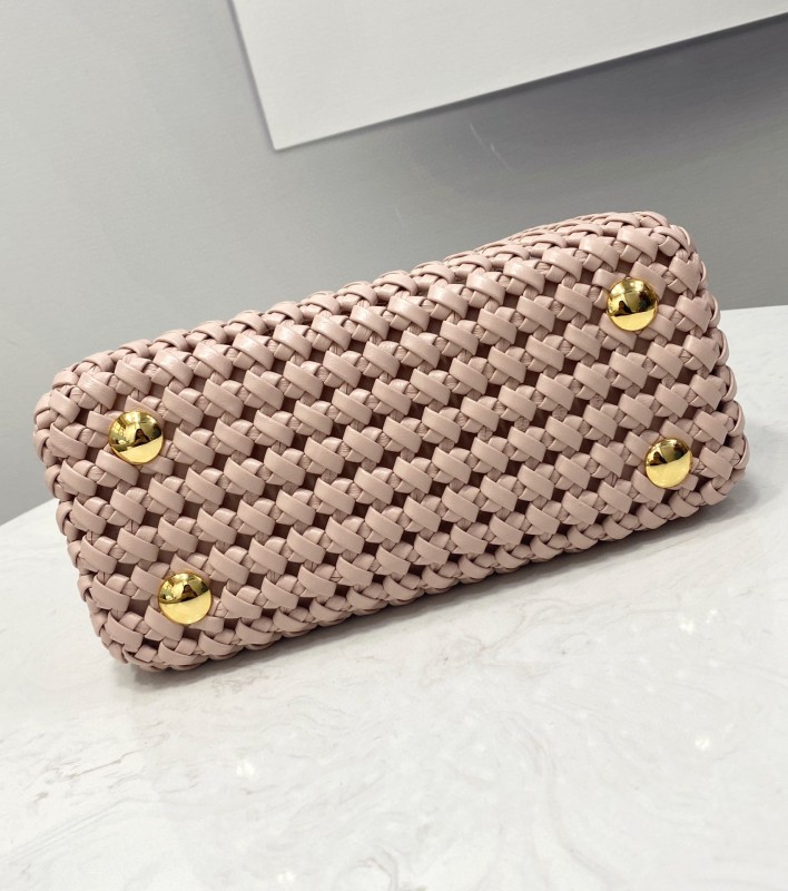 Fendi Peekaboo Mini Pale Pink Braided Bag For Woman 18cm/7in