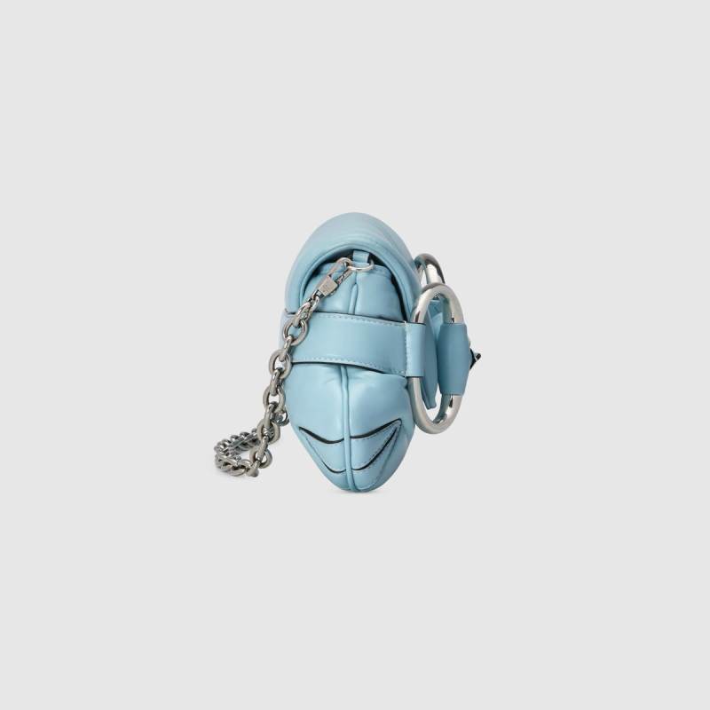 Gucci Horsebit Chain Medium Shoulder Bag Light Blue For Women 15 Inches/ 38 Cm 764255 AACU1 4811