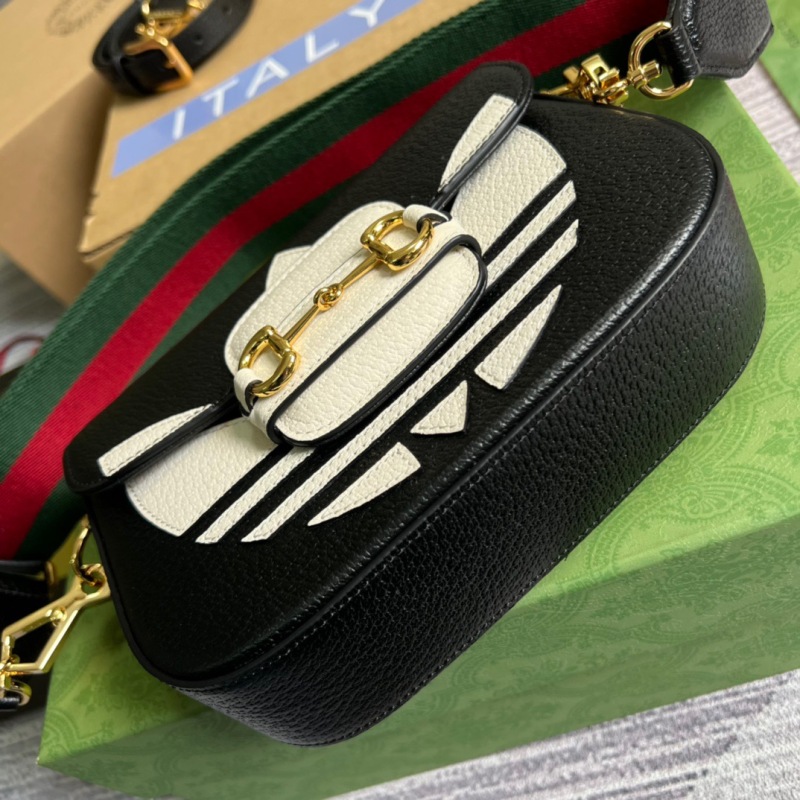 Gucci x Adidas Horsebit 1955 Mini Bag Black For Women, Women’s Bags 8.1in/21cm GG 658574 U3ZDG 8726
