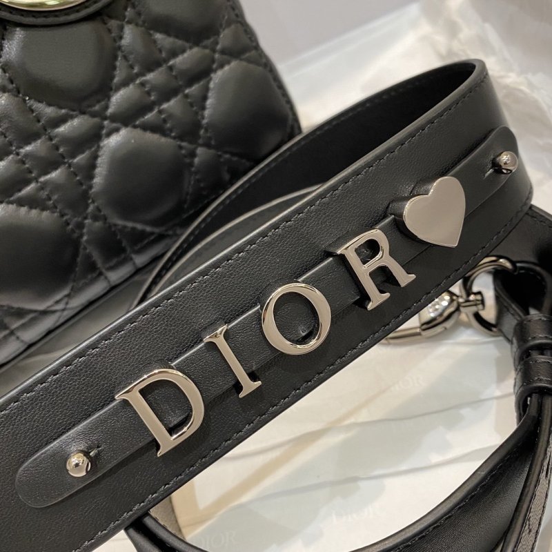 Christian Dior Small Lady Dior Bag Silver Hardware, Black, For Women Women’s Handbags, Crossbody Bags, 20cm CD