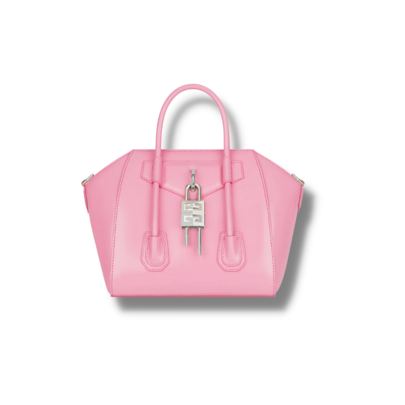 Givenchy Mini Antigona Lock Bag In Box Leather Bright Pink For Women 11.4 in/ 28.9 cm