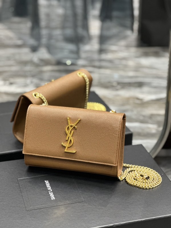 Saint Laurent Kate Small Chain Bag Brown For Women‎ 7.8in/20cm
