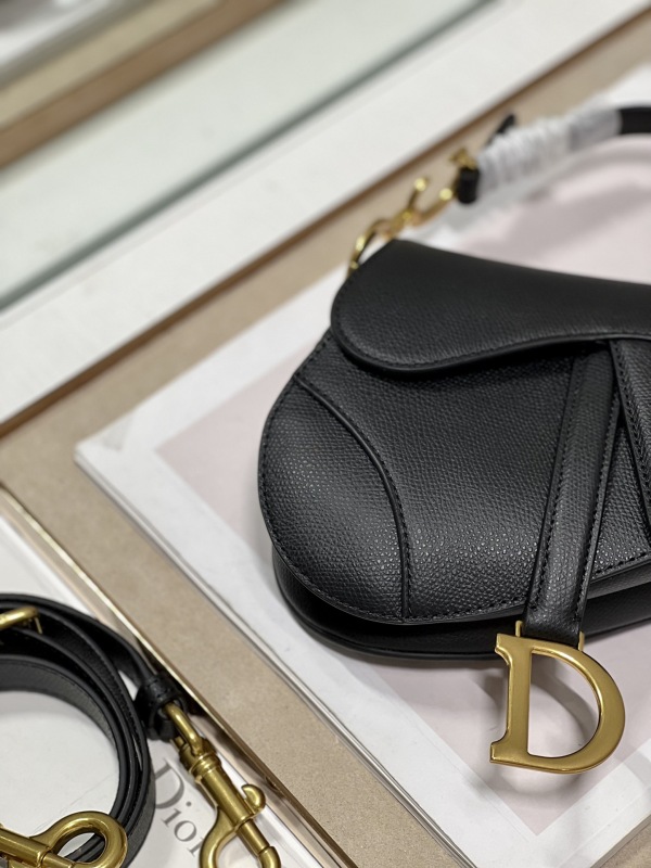 Dior Christian Dior Mini Saddle Bag With Strap Black For Women 7.5in/19cm