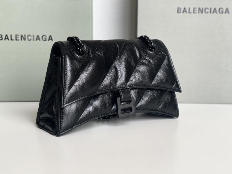 Balenciaga Crush Small Chain Bag Quilted In Black For Women 9.8in/25cm 716351210IY1000
