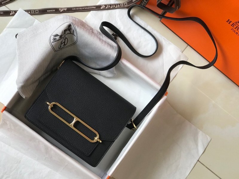 Hermes Mini Evercolor Sac Roulis 19 Black For Women, Women’s Handbags, Shoulder Bags 7.5in/19cm