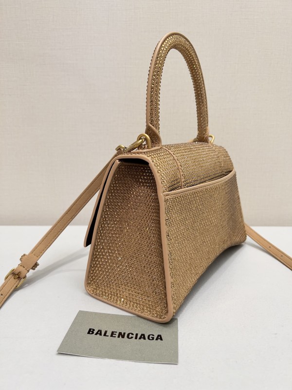 [True-to-ORIGINAL] Balenciaga Furry Hourglass Small Handbag With Rhinestones In Yellow For Women 24cm/9.4in