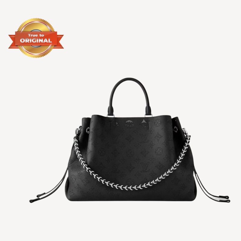 [True-to-ORIGINAL] Louis Vuitton Bella Tote Mahina Black For Women 12.6in/32cm LV M59200