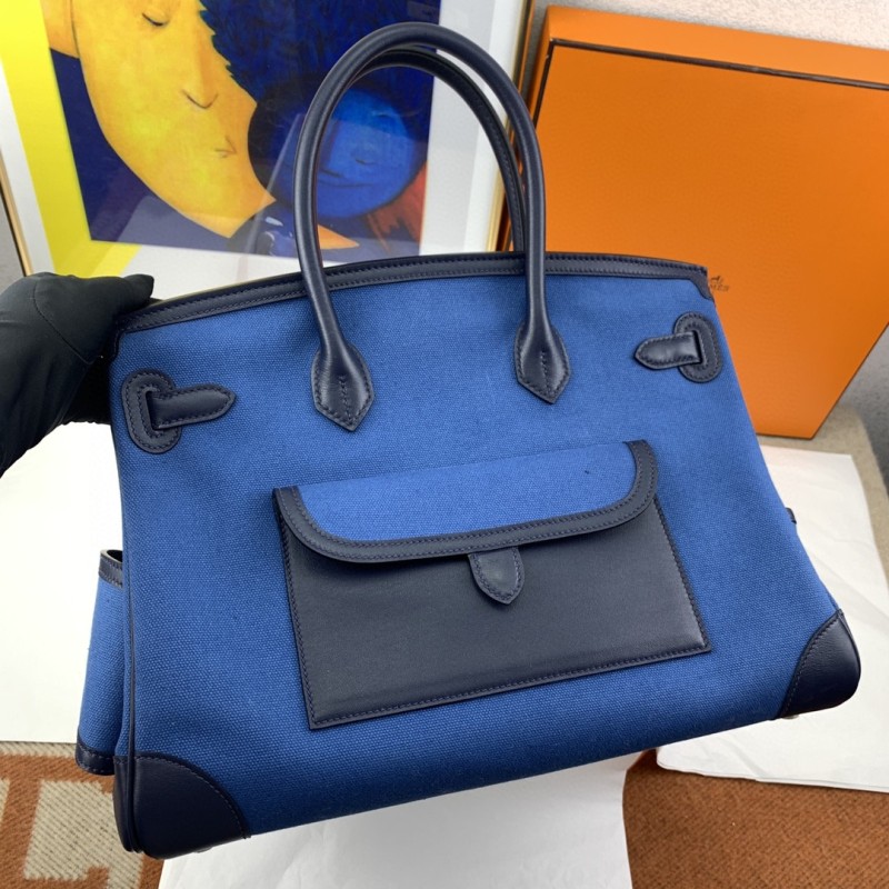 Hermes Birkin Cargo 35 Blue, Silver Toned Hardware Bag For Women, Women’s Handbags, Shoulder Bags 13.8in/35cm