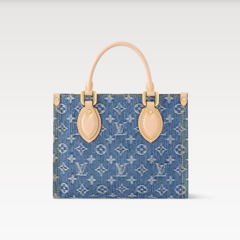 [True-to-ORIGINAL] Louis Vuitton OnTheGo PM Denim Blue For Women 9.8in/25cm M14633