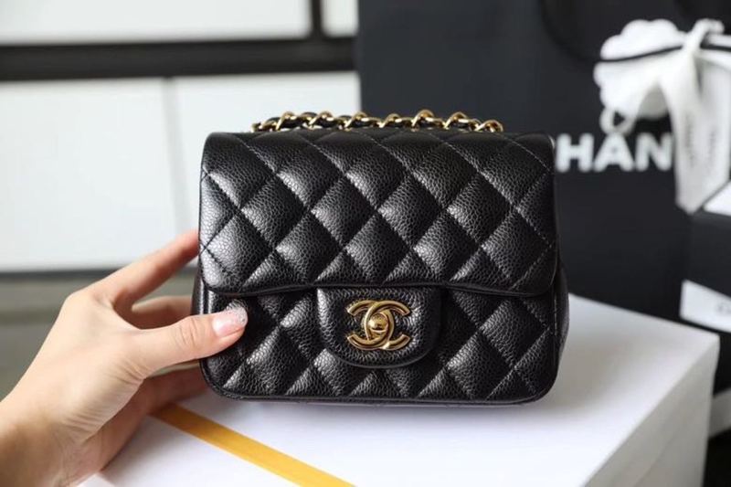 Chanel Classic Mini Flap Bag Gold Toned Hardware Black For Women 6.7in/17cm