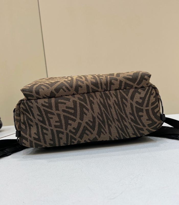 Fendi Backpack In Brown FF Vertigo Fabric Bag For Woman 30cm/12in