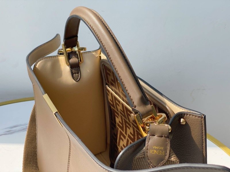Fendi Peekaboo X-Lite Tote Medium Light Brown Bag For Woman 30cm/12in