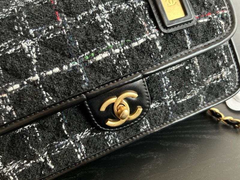 Chanel Small Flap Bag With Top Handle Black For Women 9.8in/25cm AS3653