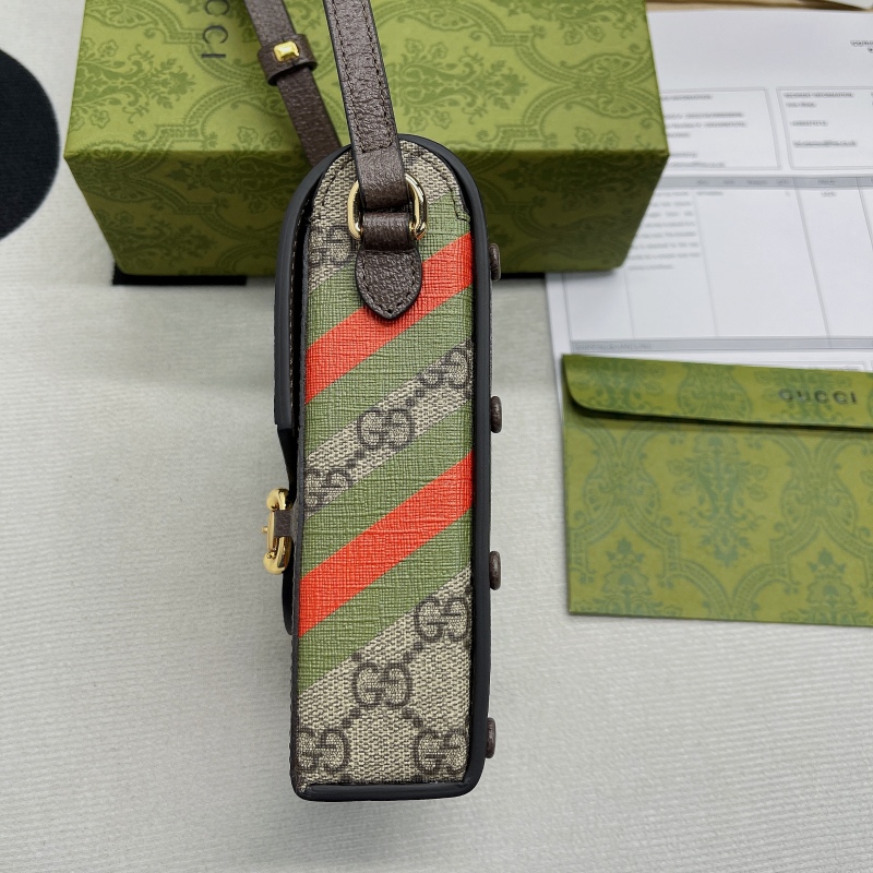 Gucci Horsebit 1955 Mini Bag Beige And Ebony GG Supreme Canvas With Geometric Print For Women  6.7in/17cm GG  ‎625615 UQHFG 8679
